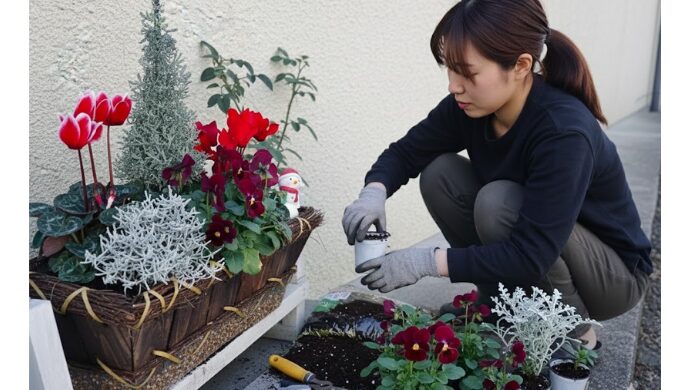 シクラメンの寄せ植え