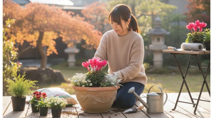 シクラメンの寄せ植え