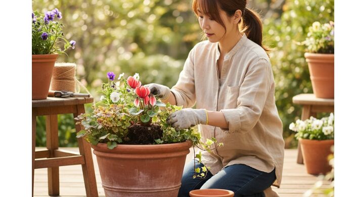 シクラメンの寄せ植え