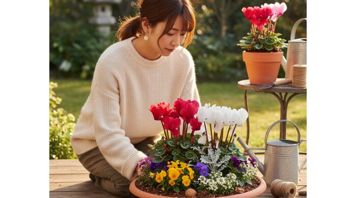 シクラメンの寄せ植え