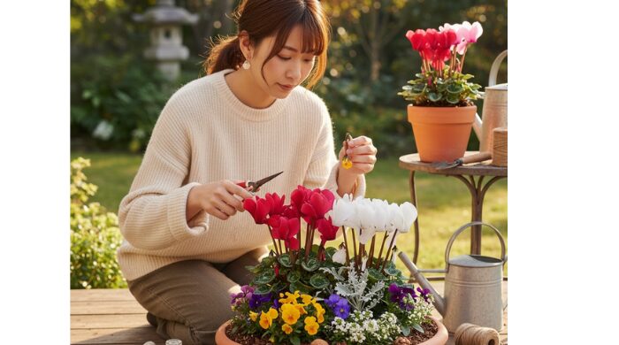 シクラメンの寄せ植え