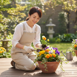 パンジーの寄せ植え