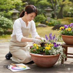 パンジーの寄せ植え