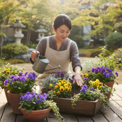 パンジーの寄せ植え