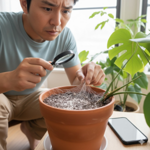 観葉植物 土 白い ふわふわ