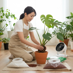 観葉植物 土 白い ふわふわ