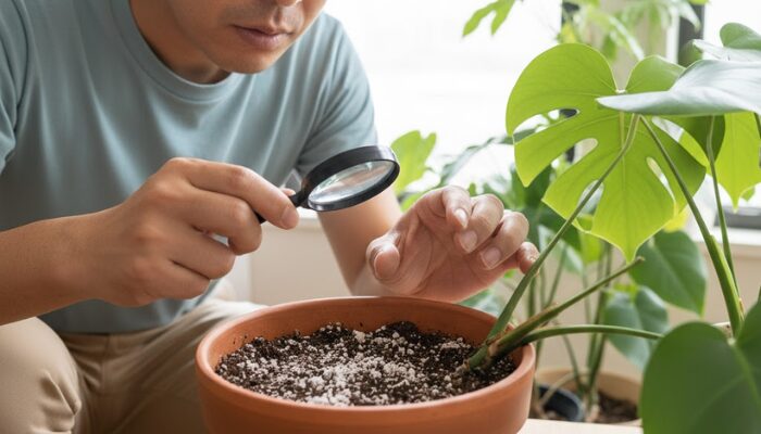 観葉植物 土 白い ふわふわ