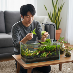 水槽で観葉植物