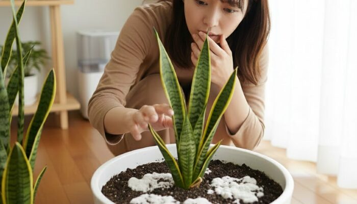 観葉植物の土にカビ