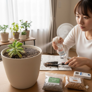 観葉植物の土にカビ