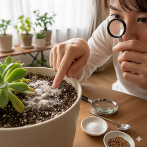 観葉植物の土にカビ