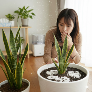 観葉植物の土にカビ