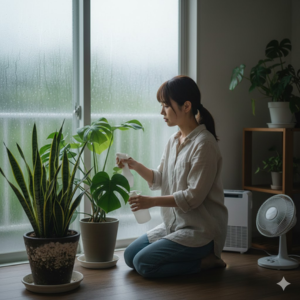 観葉植物の土にカビ
