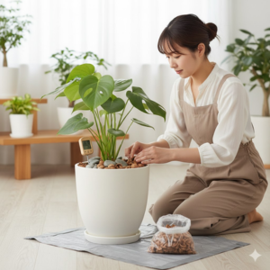 観葉植物の土にカビ