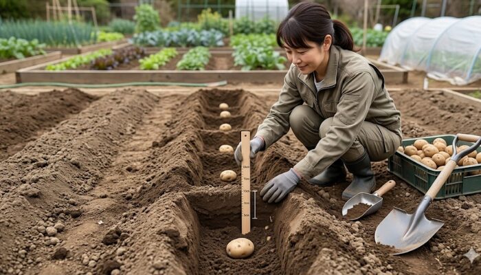 ジャガイモ 植え付け 深さ